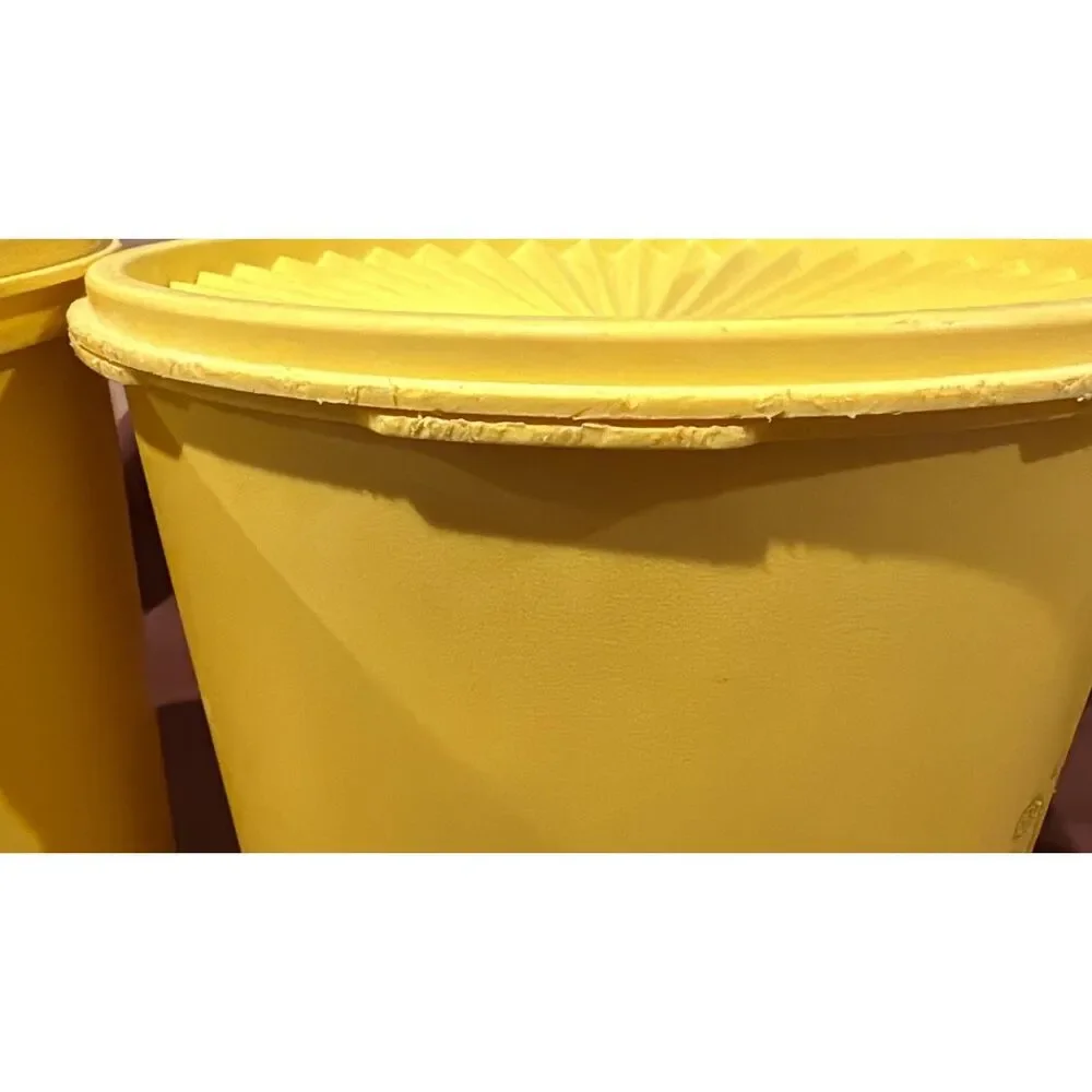 Lot of 7 Tupperware Yellow Stardust Canisters with lids
